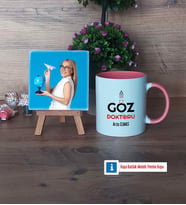 Göz Doktoru Fotoğraflı Dekoratif Taş, Kupa Bardak Beyaz Hediye (Model 6)