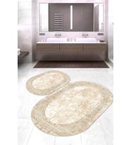 Dijital Baskılı Kaymaz Taban Yıkanabilir Oval 2'li Klozet Takımı Banyo Paspası NOKZ-SD-722 (Çok Renkli)