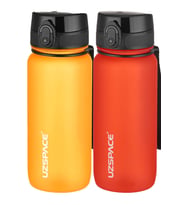 Uzspace 2'li Tritan Matara Seti 650 ml 14 Farklı Renk Seçeneği FiftyFifty (Kırmızı-Saks)