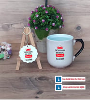 Dayıya Hediye Kupa Bardak Kırmızı ve Ahşap Anahtarlık HediyeDayıya Doğum Günü Hediyesi (Model 9)