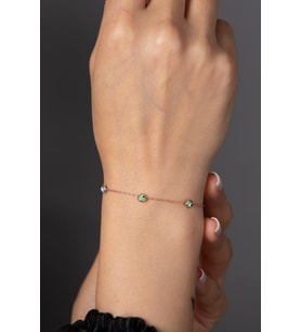 Elika Silver Kadın Nazar Model 925 Ayar Gümüş Bileklik (Yeşil)