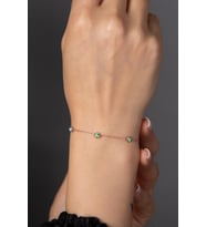 Elika Silver Kadın Nazar Model 925 Ayar Gümüş Bileklik (Yeşil)
