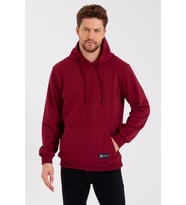 Kanguru Cepli Kapüşonlu İçi pamuklu Erkek Sweatshirt (Bordo)