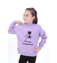 Toontoy Kız Bebek Baskılı Sweatshirt (Lila)