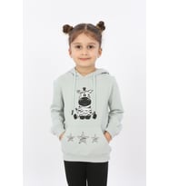 Toontoy Kız Çocuk Yıldızlı Zebra Baskılı Kapüşonlu Sweatshirt (Yeşil)