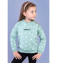 Toontoy Kız Çocuk Puantiye Desenli Sweatshirt (Yeşil)