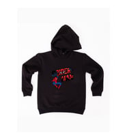 Spiderman baskılı örümcek adam kapüşonlu pamuklu kumaş çocuk sweatshirt (Siyah)