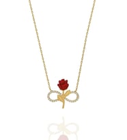 Sonsuzluk Ve Gül Model Gümüş Rose Kolye (Gold)