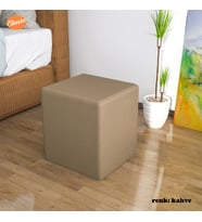 Modilayn Kare Puf Tabure Ahsap İskeletli Kumas Tabure (Kahverengi)
