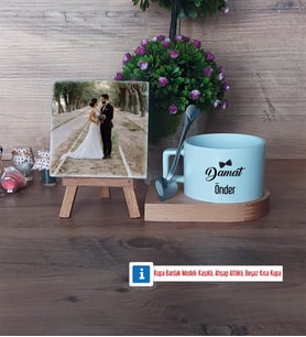 Damat Fotoğraflı Dekoratif Taş, Kupa Bardak Beyaz Hediye (Model 8)