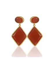 Kadir Jewellery 22 Ayar Altın Kaplama Kadın Sallantılı Küpe -El İşçiliği Ve Hipoalerjenik Küpe (Kırmızı)