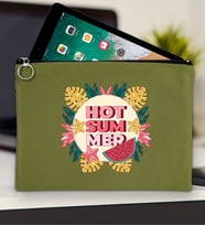 BK Gİft Yaz Temalı-8 Tablet Çantası 30x21cm(12 Renk Seçeneği), Ipad Çantası, Baskılı Tablet Kılıfı (Yeşil)