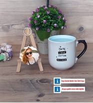 Arkadaşa Hediye Kupa Bardak Beyaz ve Fotoğraflı Ahşap Anahtarlık Hediye Doğum Günü Hediyesi (Model 10)