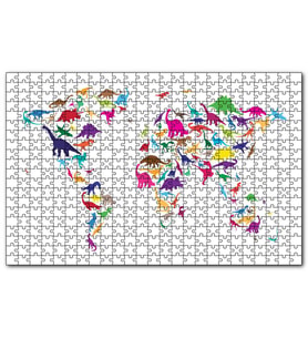 Cakapuzzle Dinozorlardan Oluşan Dünya Haritası  Puzzle Yapboz MDF (Ahşap) (1000 Parça)
