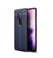 One Plus 8 Pro Kılıf Deri Görünümlü Slim Silikon (Lacivert)