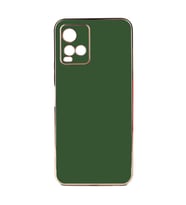 Vivo Y33S Kılıf Kenarları Gold Kamera Korumalı Renkli Pastel Silikon Açık Yeşil BARK (Koyu Yeşil)