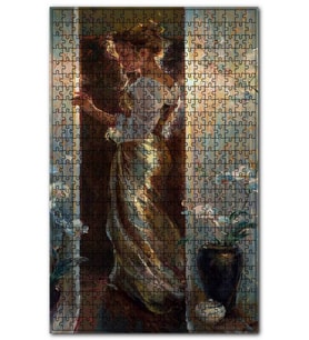 Cakapuzzle Kapı Eşiğindeki Uzun Elbiseli Kadın Puzzle Yapboz MDF (Ahşap) (1000 Parça)