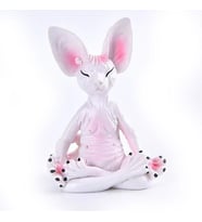 Dekoratif Yoga Yapan Kedi Biblo Meditasyon Minyatür 8 cm Sfenks Kedisi Dekor Masaüstü Ev Dekorasyon  (Beyaz)