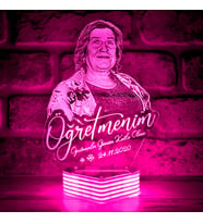 Öğretmenler Günü Hediyesi, Öğretmene Özel Resimli 3D Lamba (Pembe)