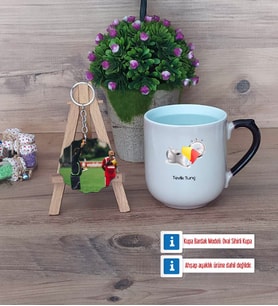 Hakem Kupa Bardak Beyaz ve Fotoğraflı Ahşap Anahtarlık Hediye (Model 10)