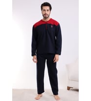 Falkon 7204 Polar Kışlık Erkek Ev Pijama Takımı Uyku Takımı (Lacivert)
