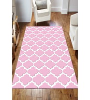 Dijital Kaymaz Taban Yıkanabilir Salon Halısı Mutfak Halısı Koridor Halısı Yolluk ND-HS-542 (Pembe)