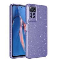 Xiaomi Redmi Note 12 Pro 4G Kılıf Kamera Korumalı Simli Lüks Işıltılı Silikon (Mor)