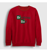 Presmono Unisex Beyaz Logo Breaking Bad Sweatshirt 185250tt (Kırmızı)