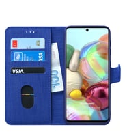Microsonic Samsung Galaxy A71 Kılıf Fabric Book Wallet (Lacivert)
