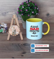 Babaya Hediye Kupa Bardak Beyaz ve Fotoğraflı Ahşap Anahtarlık Hediye Babaya Doğum Günü Hediyesi (Model 7)