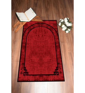 EVDEYA Dijital Baskılı Yıkanabilir Sade Desen Hediyelik Namazlık Seccade 70x130, SECCADE-39-GRİ, (Kırmızı)