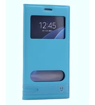 Galaxy A7 2016 Kılıf Pencereli Elite Kapaklı Kılıf (Turkuaz)