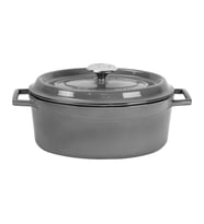 Lava Döküm Oval Tencere Döküm Demir Yekpare Kulplu Premium Serisi Ölçü 21x27cm. (Gri)