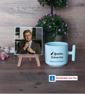 Öğretim Görevlisi Fotoğraflı Dekoratif Taş, Kupa Bardak Beyaz Hediye Öğretmenler Günü Hediyesi (Model 12)
