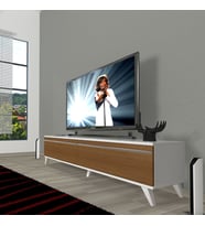 Decoraktiv Eko 140T Mdf Retro Tv Ünitesi Tv Sehpası (Beyaz - Ceviz)