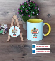 Bilgisayar Mühendisi Kupa Bardak Kırmızı ve Ahşap Anahtarlık Hediye (Model 6)