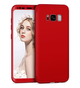 Ceponya Samsung Galaxy S8 Plus Kılıf Kamera Korumalı 360 Tam Koruma Ays  (Kırmızı)