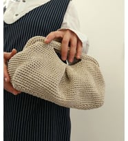 El Yapımı Parlak Gece Çantası , Simli Coton Clutch, Handmade Burslu Portföy (Krem)