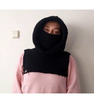 Yünlü Unısex Kış Şapkaları, El Yapımı Yetişkin Balaclava, Handmade Kadın-Erkek Balaklava (Siyah)