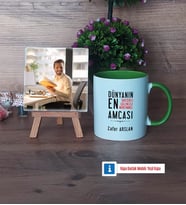 Amcaya Hediye Fotoğraflı Dekoratif Taş, Kupa Bardak Beyaz Hediye (Model 14)