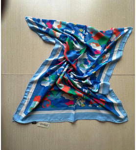 İpekal Exclusive Batik Desenli Pamuklu Şal 70x180 (Mavi-Krem)