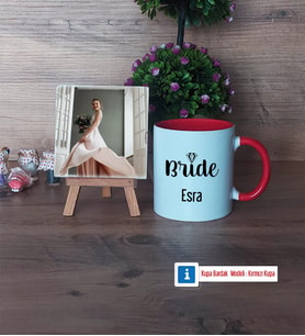 Bride Fotoğraflı Dekoratif Taş, Kupa Bardak Beyaz Hediye (Model 2)