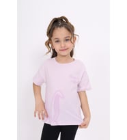 Toontoy Kız Çocuk Baskılı Tişört (Açık Lila)
