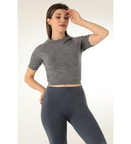 Miofit Kısa Kollu Kadın Spor Tişört (Gri)