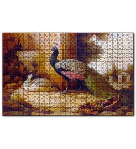 Cakapuzzle Saray Bahçesinde Bir Çift Tavuskuşu  Puzzle Yapboz MDF (Ahşap) (500 Parça)