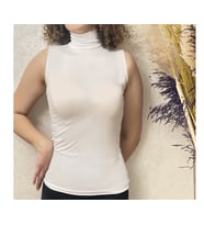 Kadın Sıfır Kol Yarım Balıkçı Yaka Body 1 Adet (Beyaz)