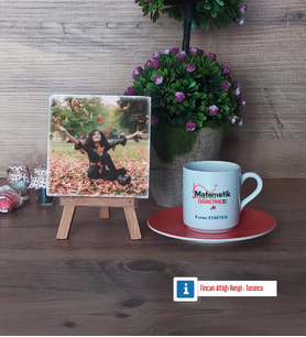 Matematik Öğretmeni Fotoğraflı Dekoratif Taş, Ahşap Altlıklı Türk Kahvesi Fincanı Hediye Öğretmenler Günü Hediyesi (Model 8)