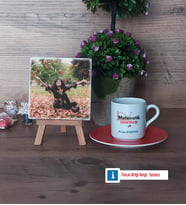 Matematik Öğretmeni Fotoğraflı Dekoratif Taş, Ahşap Altlıklı Türk Kahvesi Fincanı Hediye Öğretmenler Günü Hediyesi (Model 8)