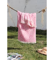 %100 Pamuklu 90x180 Peştemal Plaj Havlusu Jakarlı (Pembe)