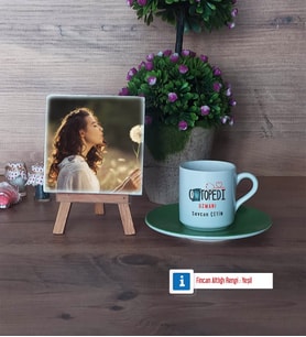 Ortopedi Uzmanı Fotoğraflı Dekoratif Taş, Ahşap Altlıklı Türk Kahvesi Fincanı Hediye (Model 9)